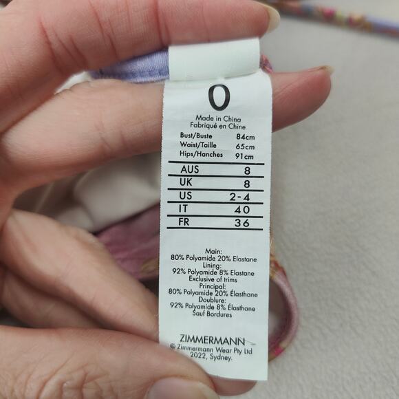 Zimmermann Cira Spliced One Piece Swimsuit Womens US 2-4 Pink Purple Floral Boho - Picture 6 of 6